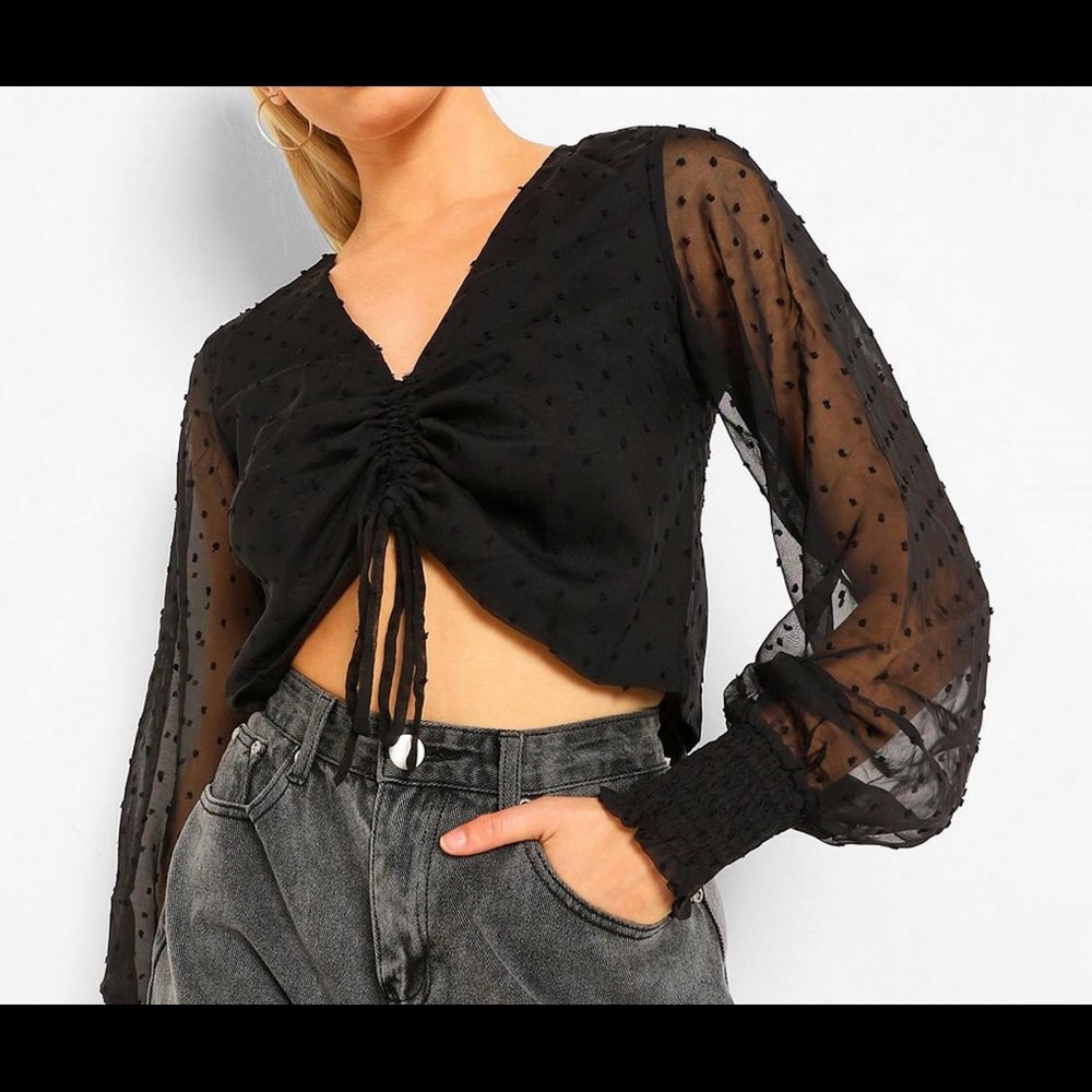Woven Dobby Ruched Top